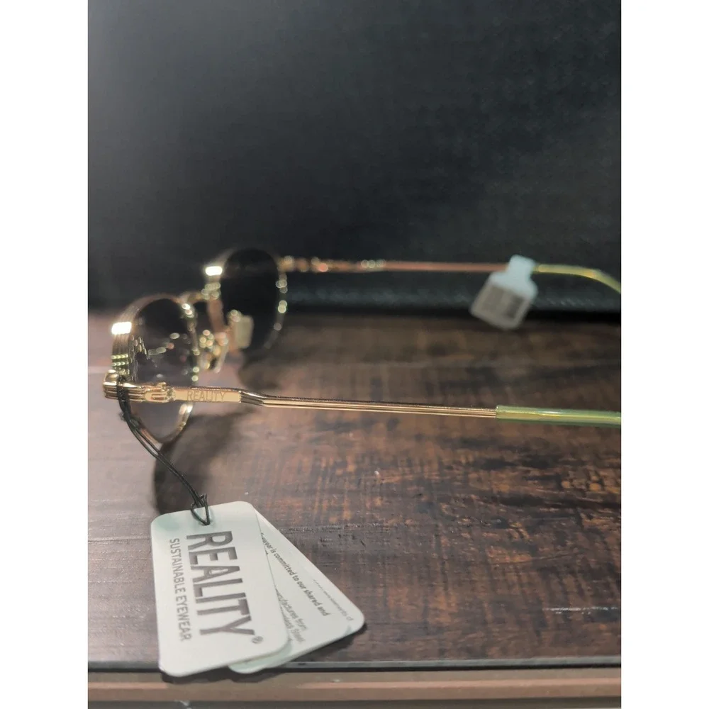 Reality Promised Land Sustainable Frames Sunglasses Gold/Green Anthropolgie
